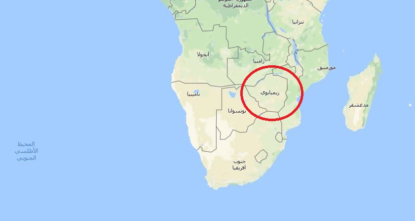 زيمبابوي على خريطة القارة الإفريقية