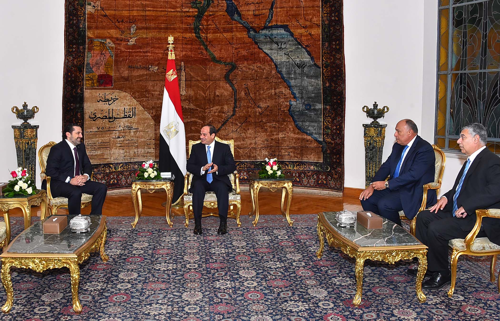 لقاء الرئيس السيسي وسعد الحريرى بحضور وزير الخارجية