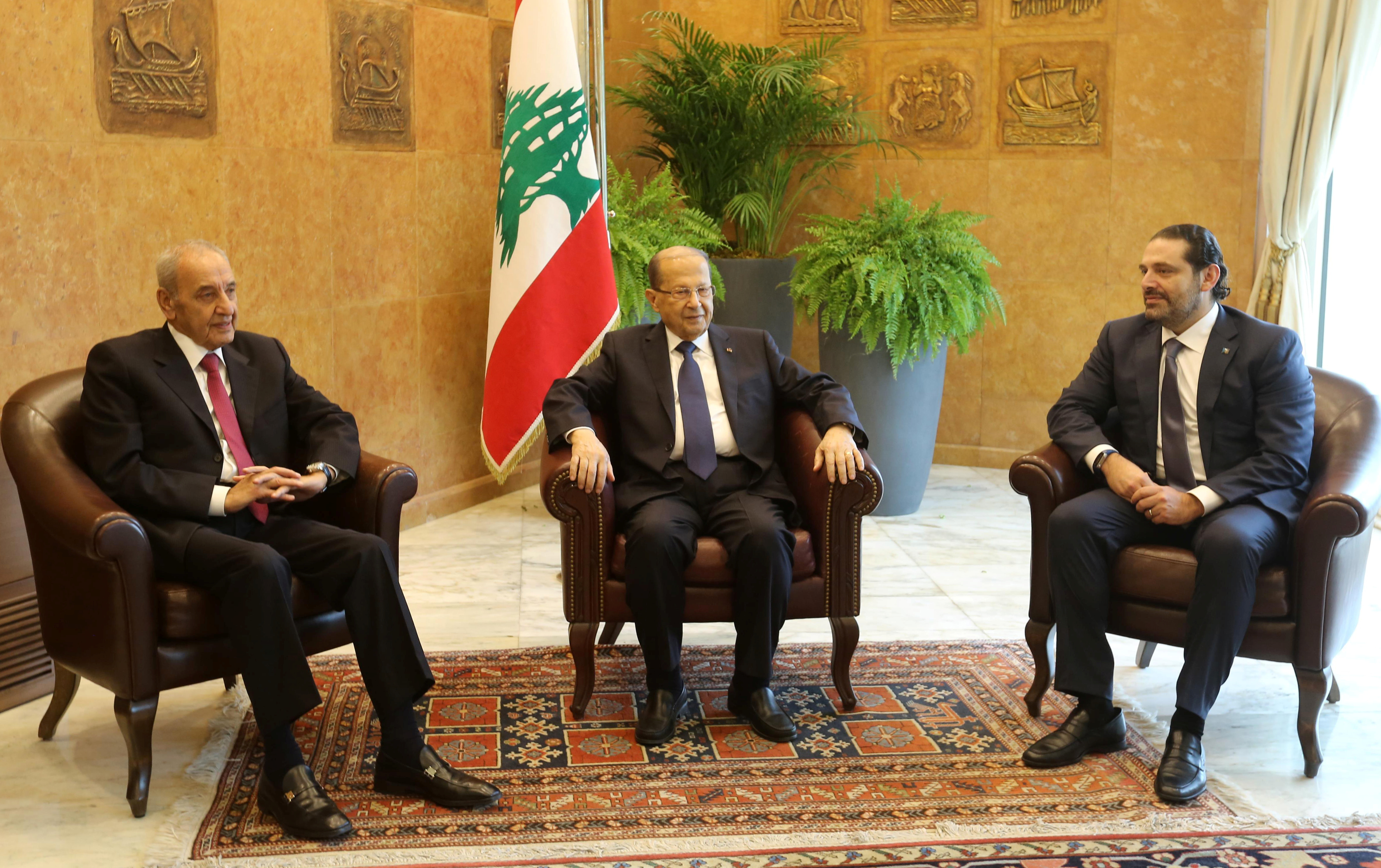 لقاء الحريرى ورئيسا الجمهورية ومجلس النواب اللبنانى