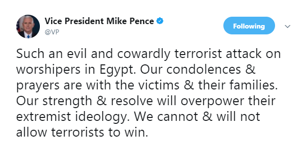 تدوينة نائب الرئيس الأمريكي مايك بانس