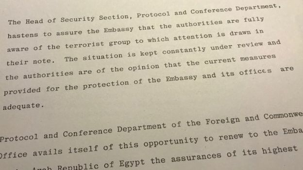 وثيقة من الأمن المصرى الخاص بالسفارة فى لندن 1983