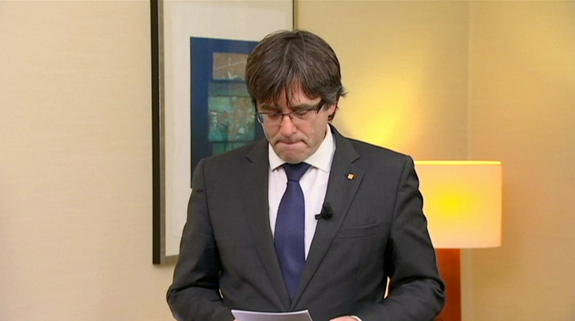 لقطة من فيديو لكلمة رئيس إقليم كتالونيا