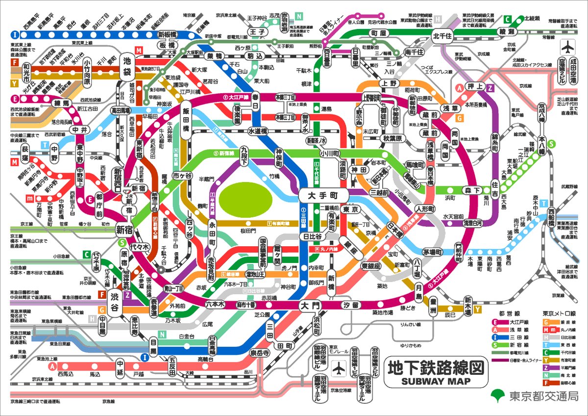 خريطة خطوط المترو فى اليابان
