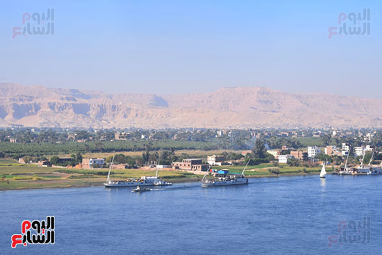 الجبال والخضرة والنيل مشهد جمالى بديع بالأقصر