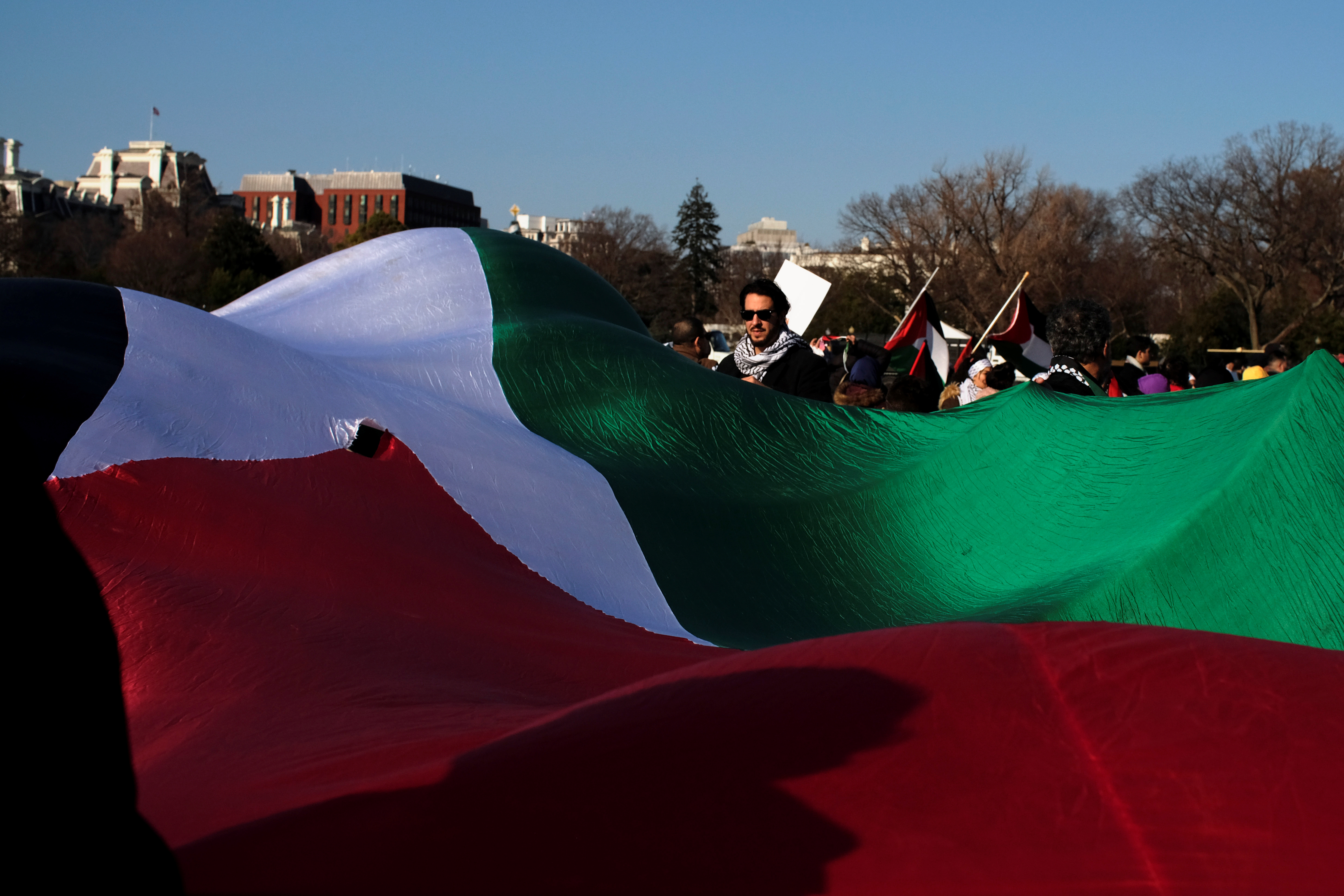 علم فلسطين قرب البيت الأبيض