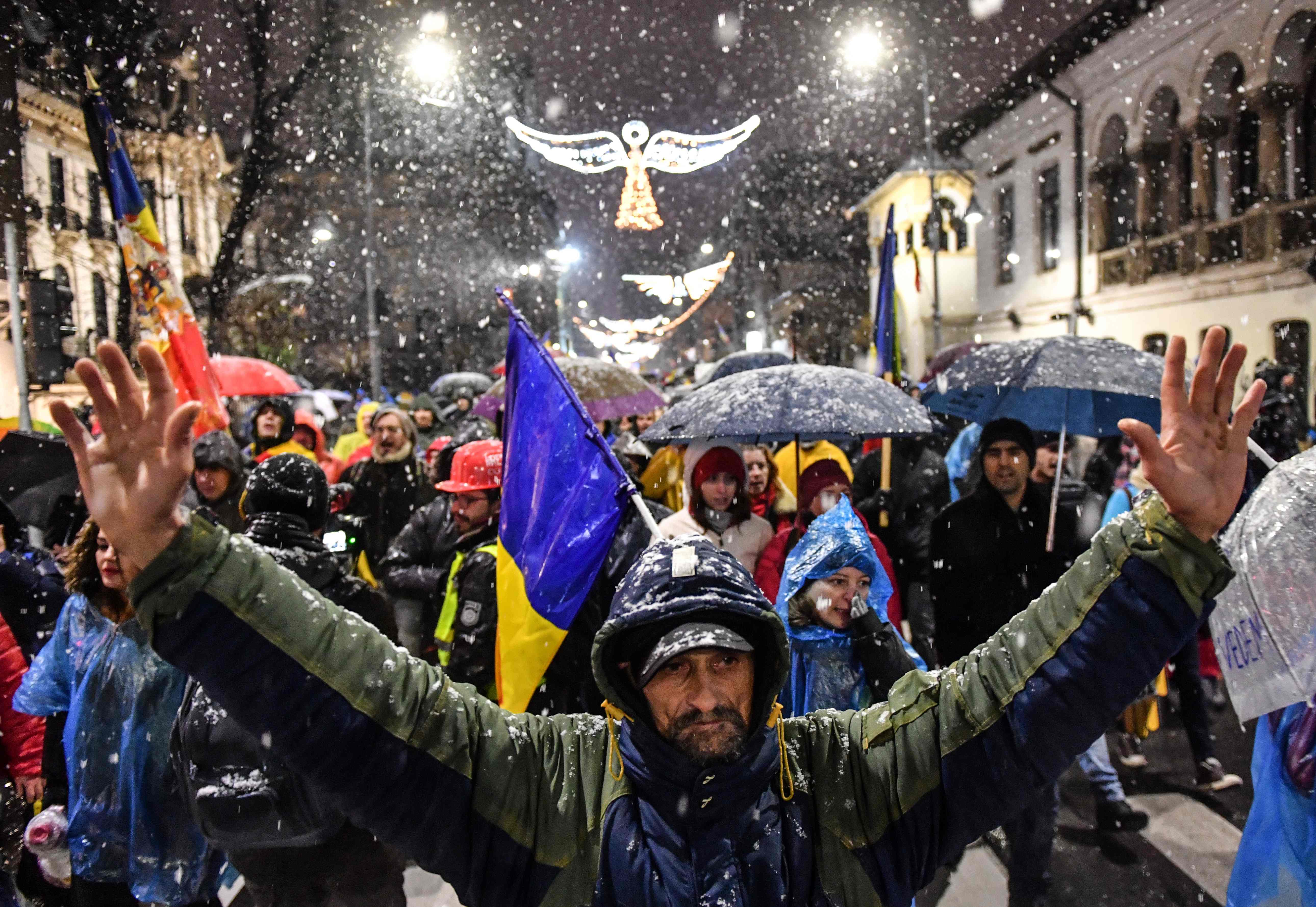 مظاهرات ضد تغيير النظام القانونى فى رومانيا
