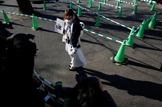 فتاة ترتدى زى الباندا خلال زيارتها حديقة فى اليابان