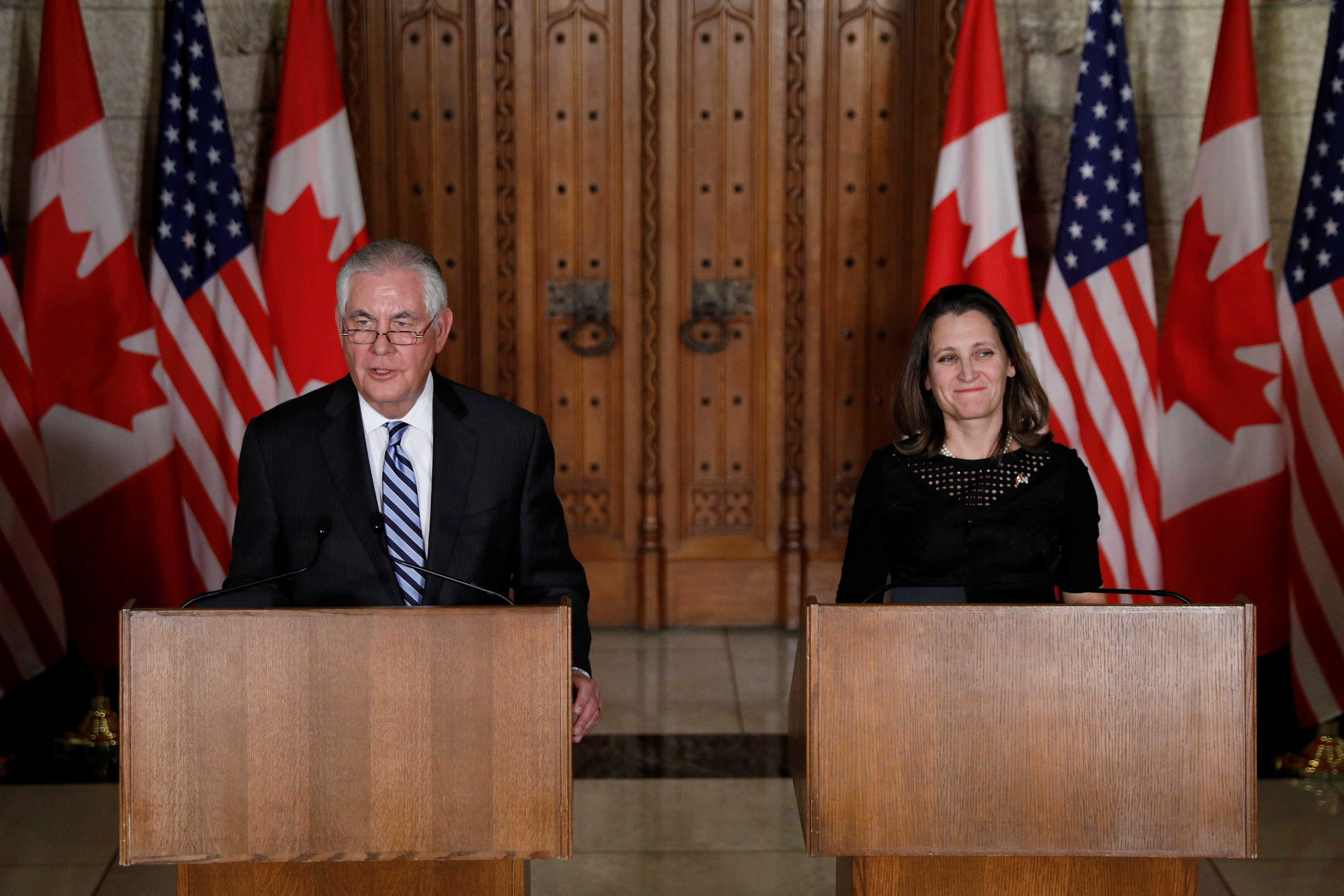وزير الخارجية الأمريكى ريكس تيلرسون  ونظيرته الكندية