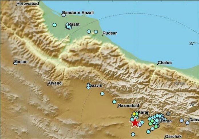 مركز الزلزال فى محافظة ألبرز