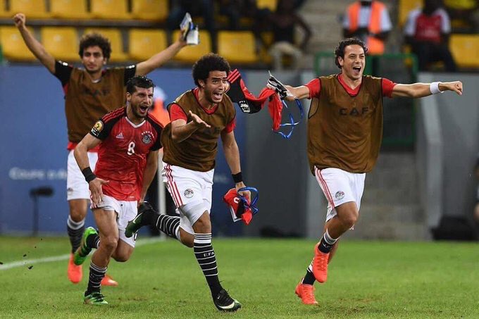 فرحة جنونية للاعبى المنتخب