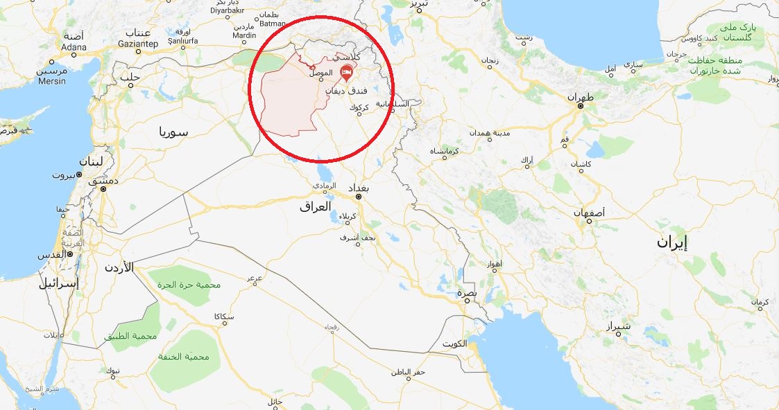 منطقة سهول نينوى على خريطة العراق