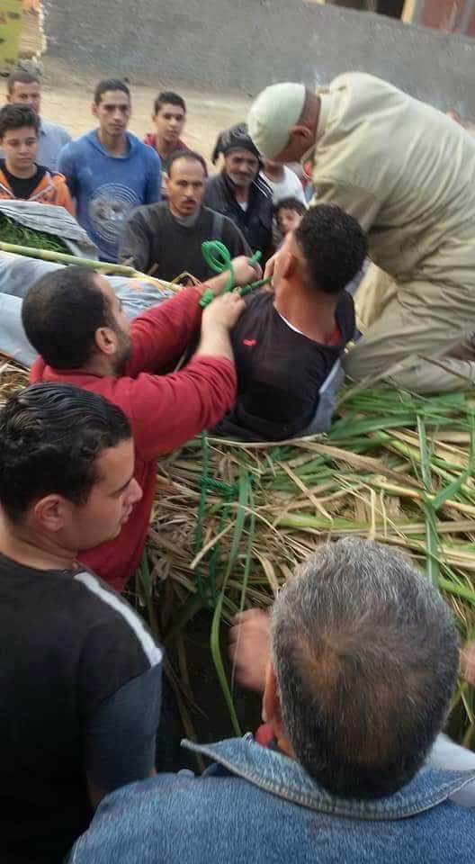  المتهم موثق بالحبال على الكارو