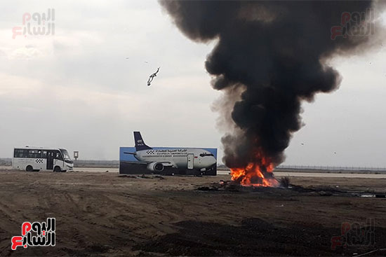 الحريق بالطائرة فى المناورة