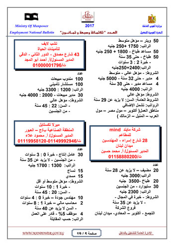 قائمة وزارة القوى العاملة بـ 5342 فرصة عمل حتى نهاية يناير (5)