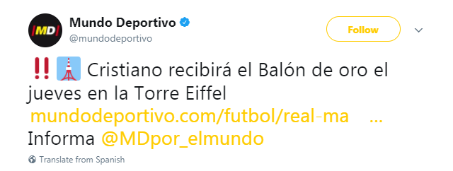 حساب موندو ديبورتيفو على تويتر