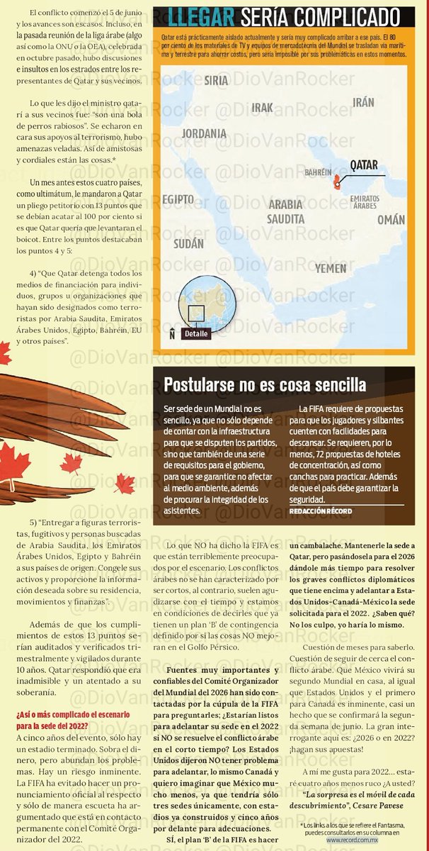 تقرير الصحيفة المكسيكية يوضح خريطة قطر