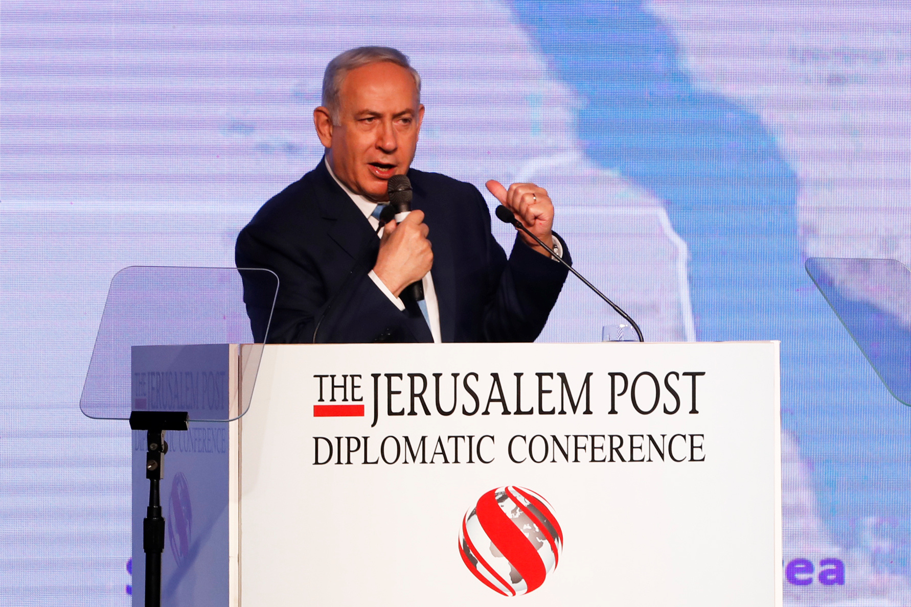 رئيس الوزراء الاسرائيلي بنيامين نتانياهو فى مؤتمر جيروزاليم بوست