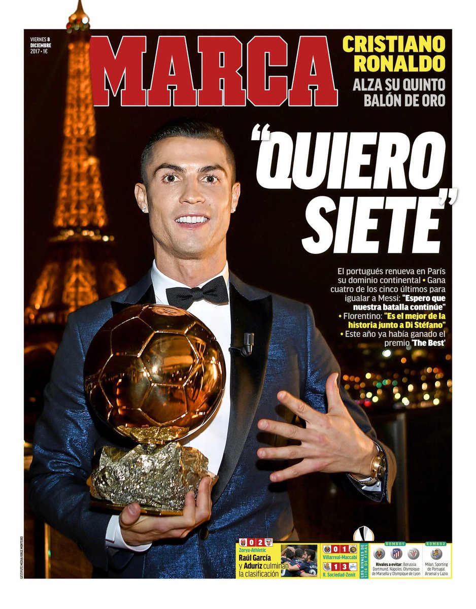 كريستيانو رونالدو يتصدر غلاف صحيفة ماركا الاسبانية