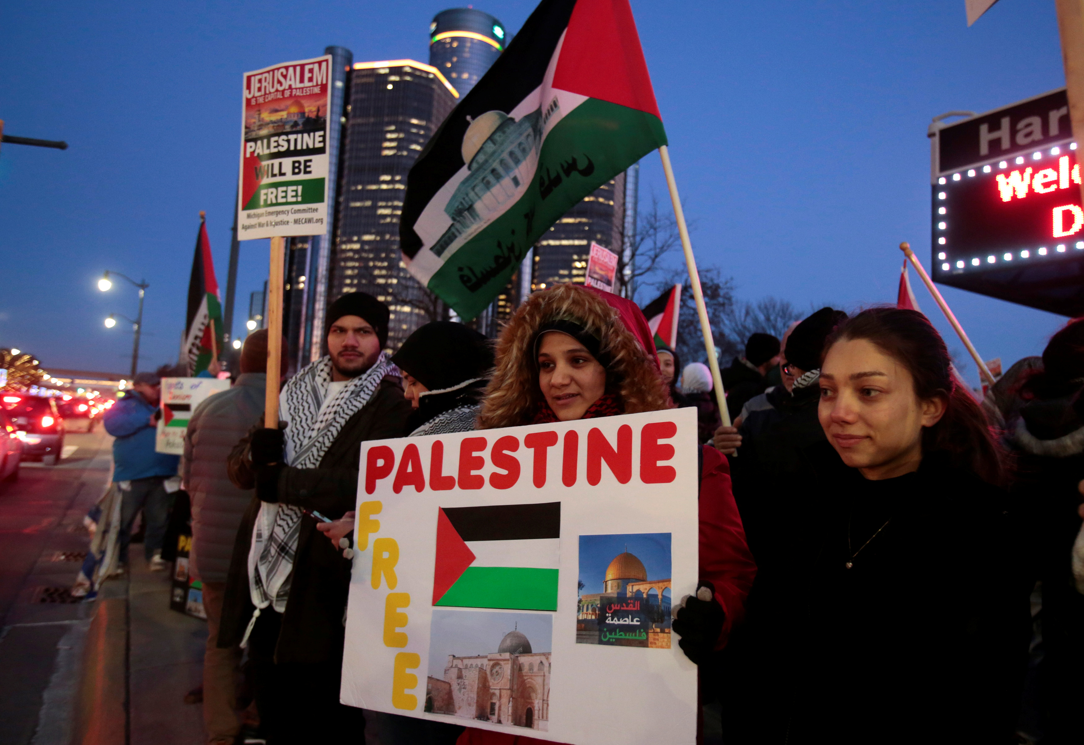 أعلام فلسطين ترفرف فى ولاية ميتشجان