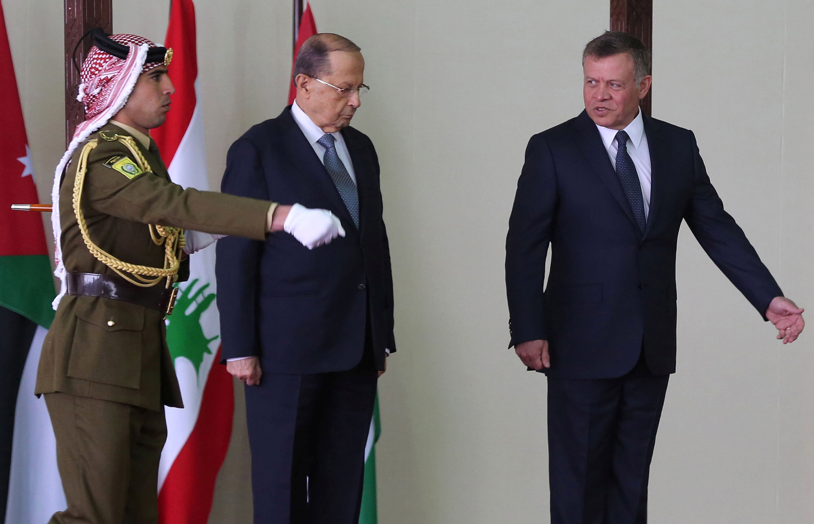 الملك عبد الله يستقبل الرئيس اللبنانى