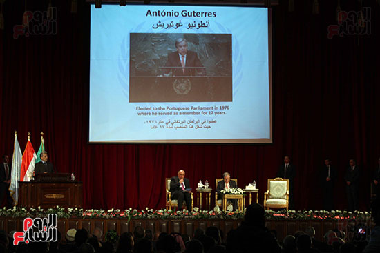 "أنطونيو غوتيريش" أمين عام الأمم المتحدة يُشارك بندوة جامعة القاهرة