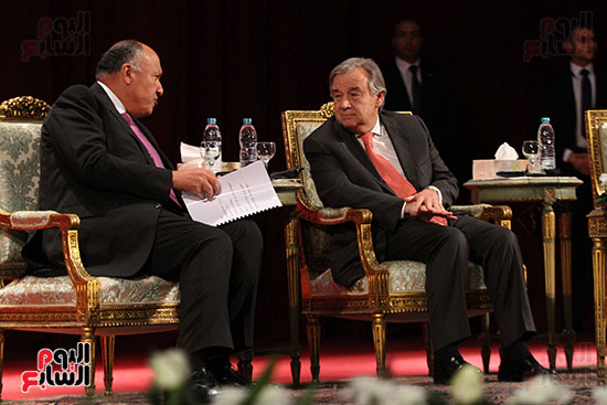 سامح شكرى وزير الخارجية المصرى يتحدث للأمين العام للأمم المتحدة