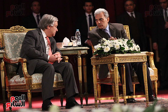 جابر نصار والأمين العام للأمم المتحدة بندوة جامعة القاهرة