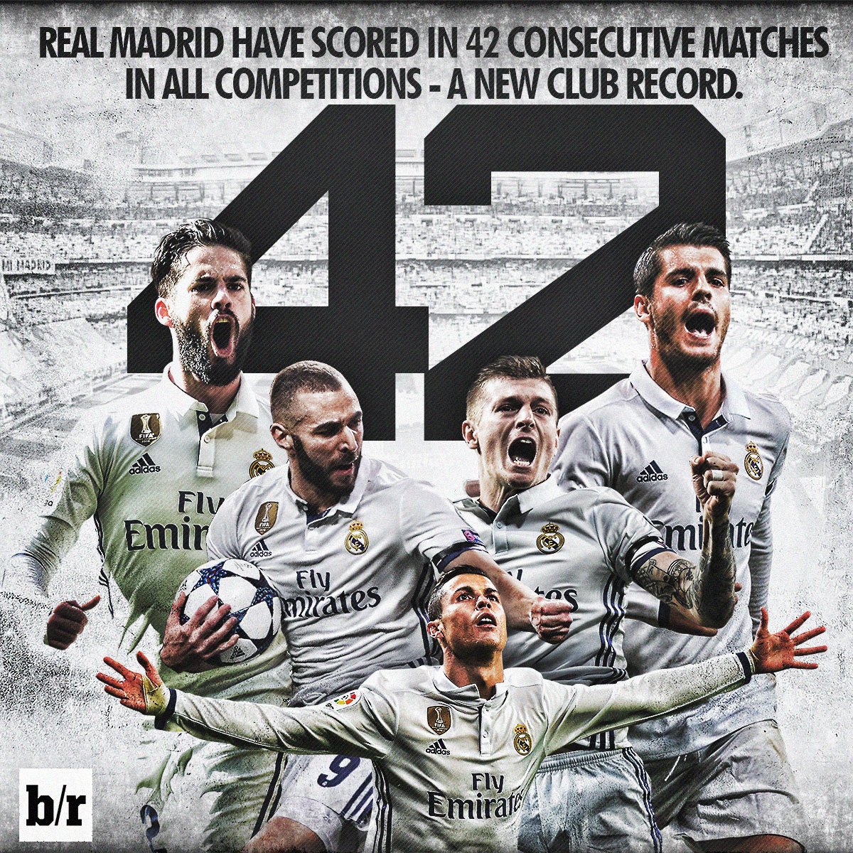 ريال مدريد يسجل رقم قياسى جديد بالتسجيل للمباراة 42 على التوالى
