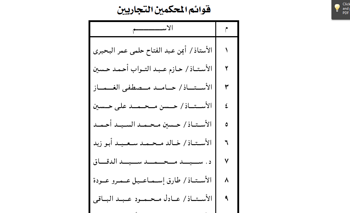أسماء قائمة المحكمين الدوليين والتجاريين المعتمدة من وزير العدل (4)