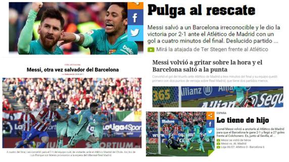 صحف الأرجنتين تشيد بأداء ميسي وتألقه فى مواجهة أتلتيكو مدريد