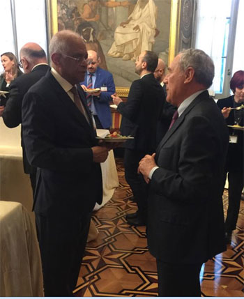 الدكتور على عبد العال مع بيترو جراسو رئيس مجلس الشيوخ الإيطالى