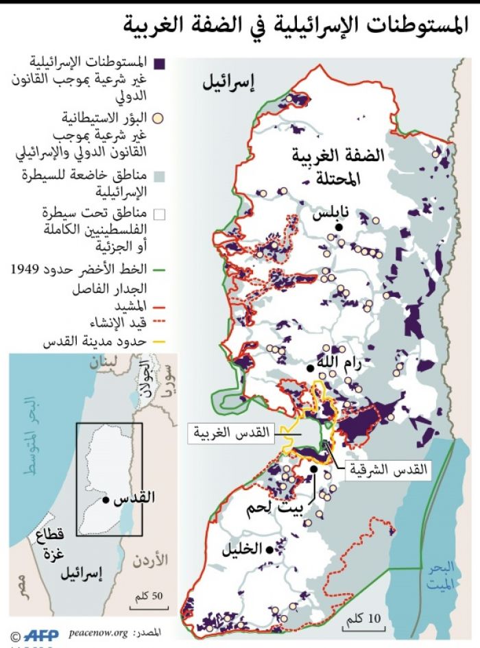خريطة المستوطنات الاسرائيلية