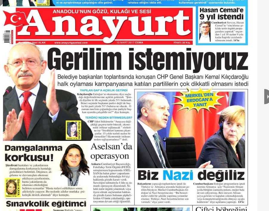 حملة ضد ميركل فى الصحف التركية 