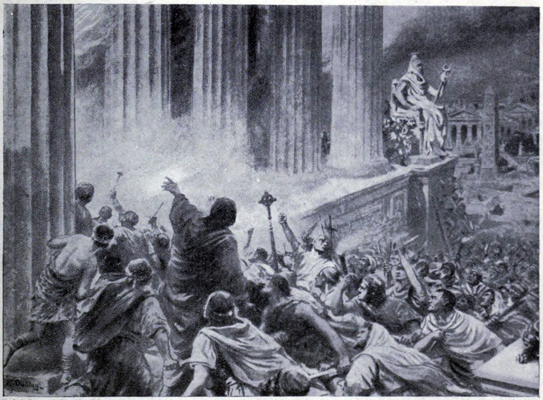 حرق مكتبة الإكندرية  لوحة لأمبروس دادلى فى العشرينيات من القرن الـ20
