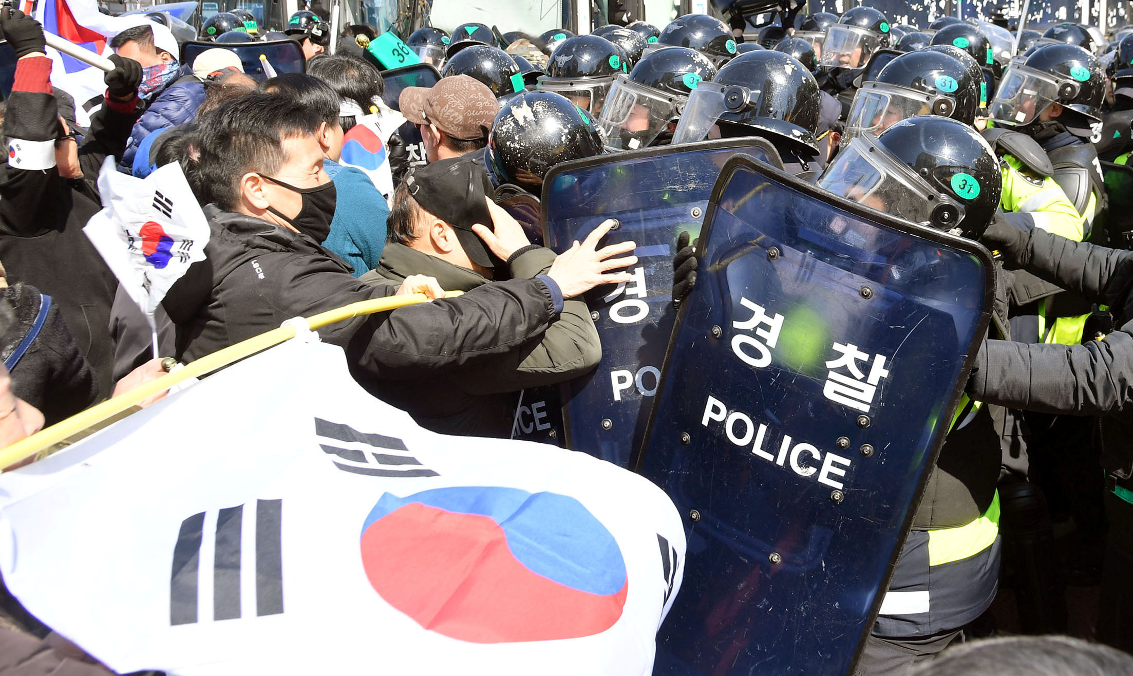 جانب من الاحتجاجات فى كوريا