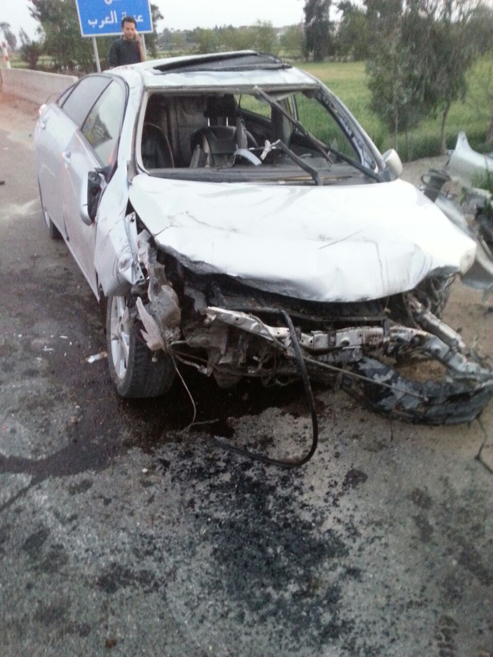 قارئ يوثق حادث تصادم سيارتين بكفر الشيخ (9)