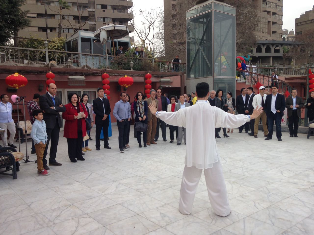 استعراض للفنون القتالية فى احتفالية النادى الدبلوماسى بيوم الحضارة الصينية