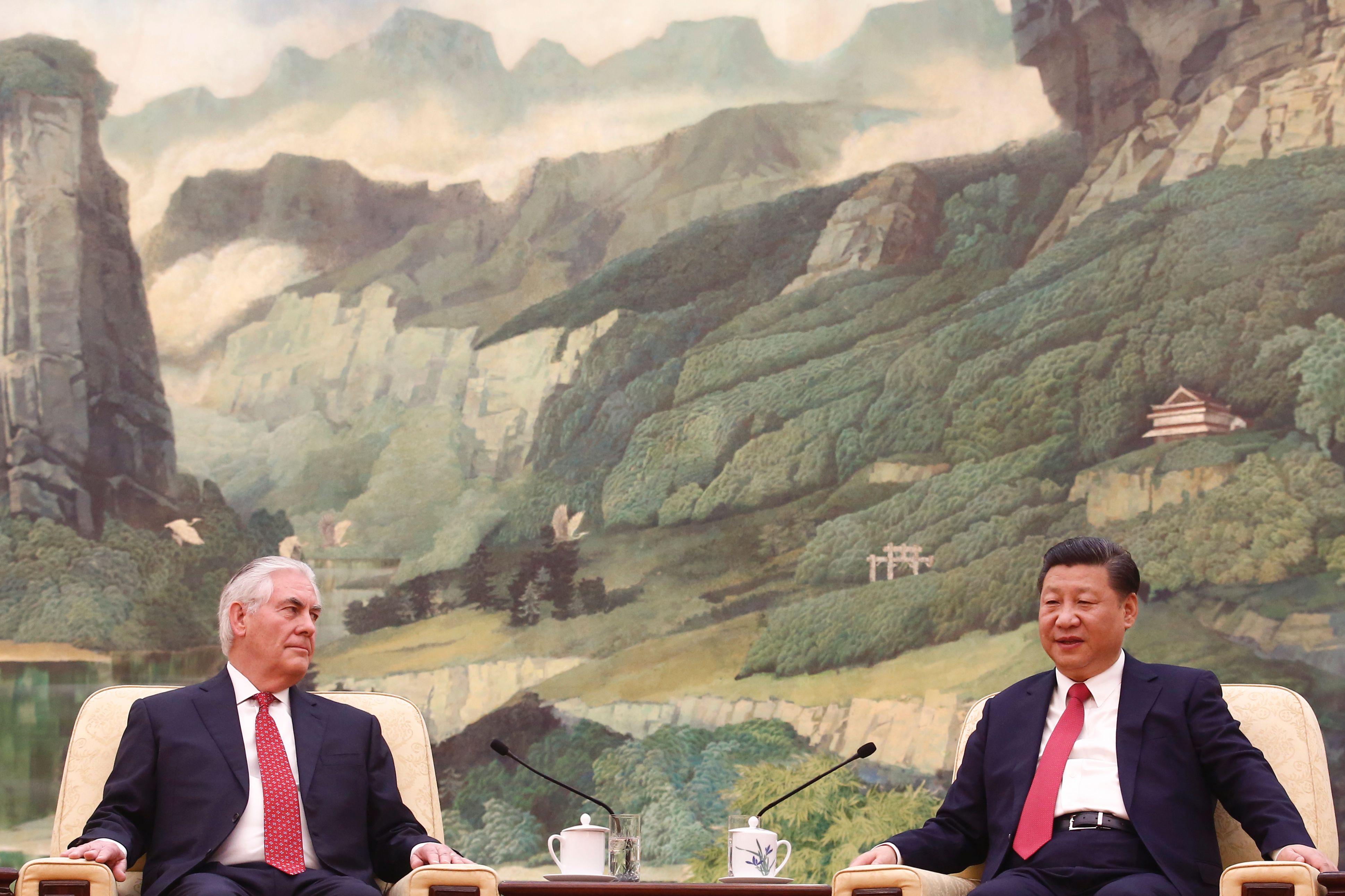 جانب من لقاء الرئيس الصينى ووزير الخارجية الامريكى