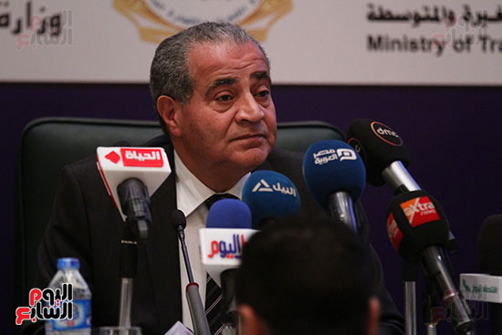 وزير التموين خلال المؤتمر الصحفى للإعلان عن انطلاق معرض أهلا رمضان
