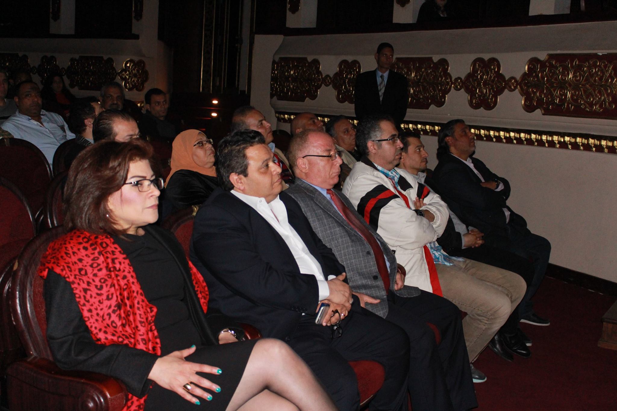 وزير الثقافة وخالد جلال وفاطمة ناعوت يشاهدون عرض المحاكمة