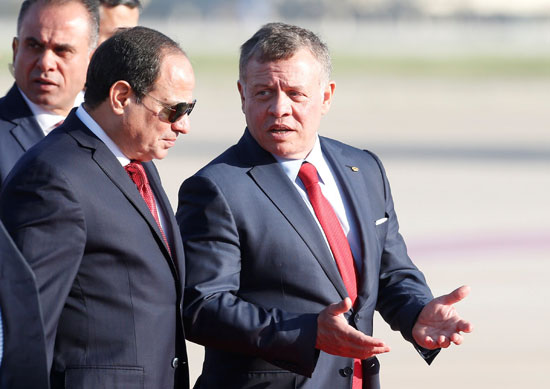 الملك عبد الله ملك الأردن يستقبل الرئيس السيسى وعدد من زعماء العرب المشاركين فى قمة عمان