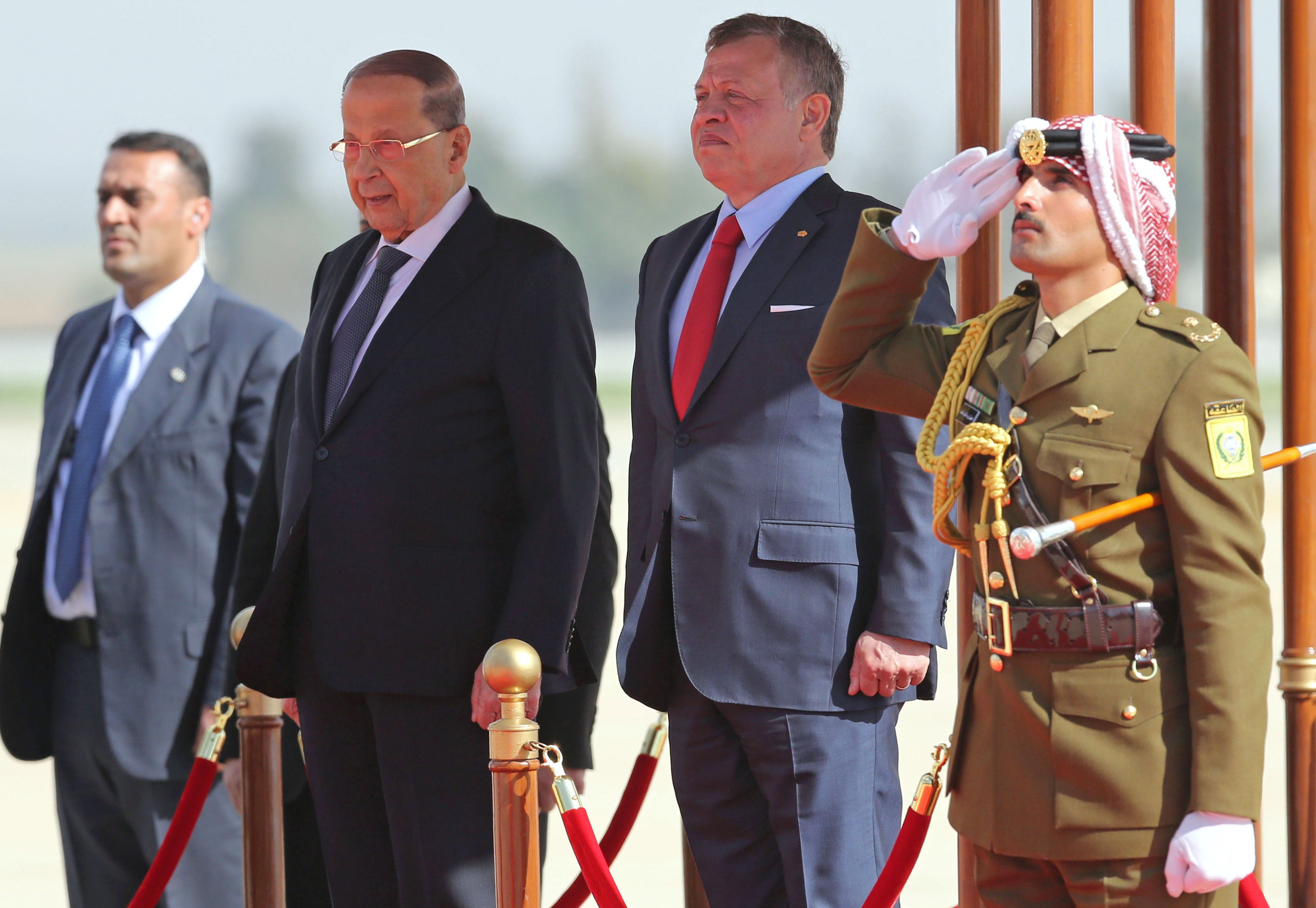مراسم استقبال الرئيس اللبنانى
