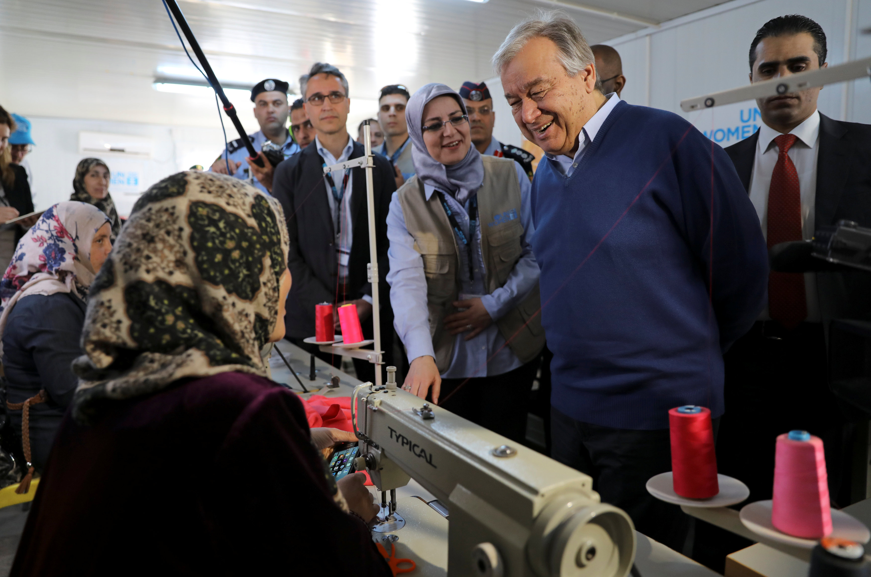 زيارة الأمين العام للأمم المتحدة لمخيم للاجئيين فى الأردن