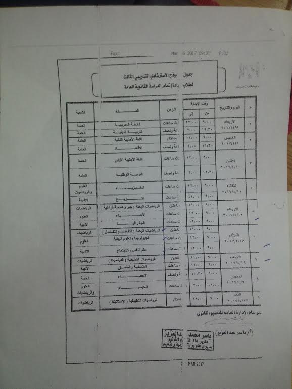 النموذج الاسترشادي لامتحانات الثانوية العامة