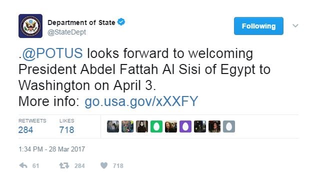 تغريدة الخارجية الأمريكية