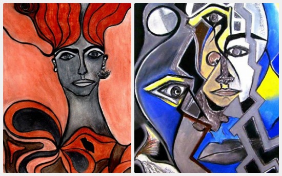 اللوحتان المشاركتان بالمعرض للفنانة هبة الغنيمى