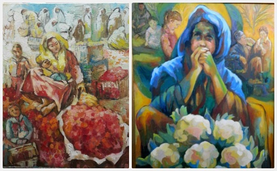 لوحات للفنانة إيمان الحكيم تعكس حال المرأة المكافحة