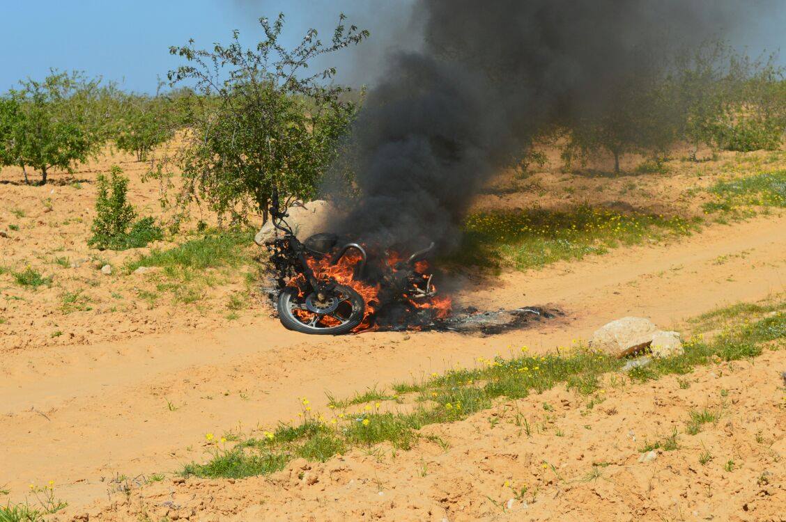 حرق دراجة بخارية بشمال سيناء