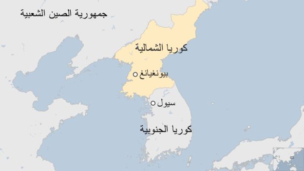خريطة كوريا الشمالية والجنوبية والصين