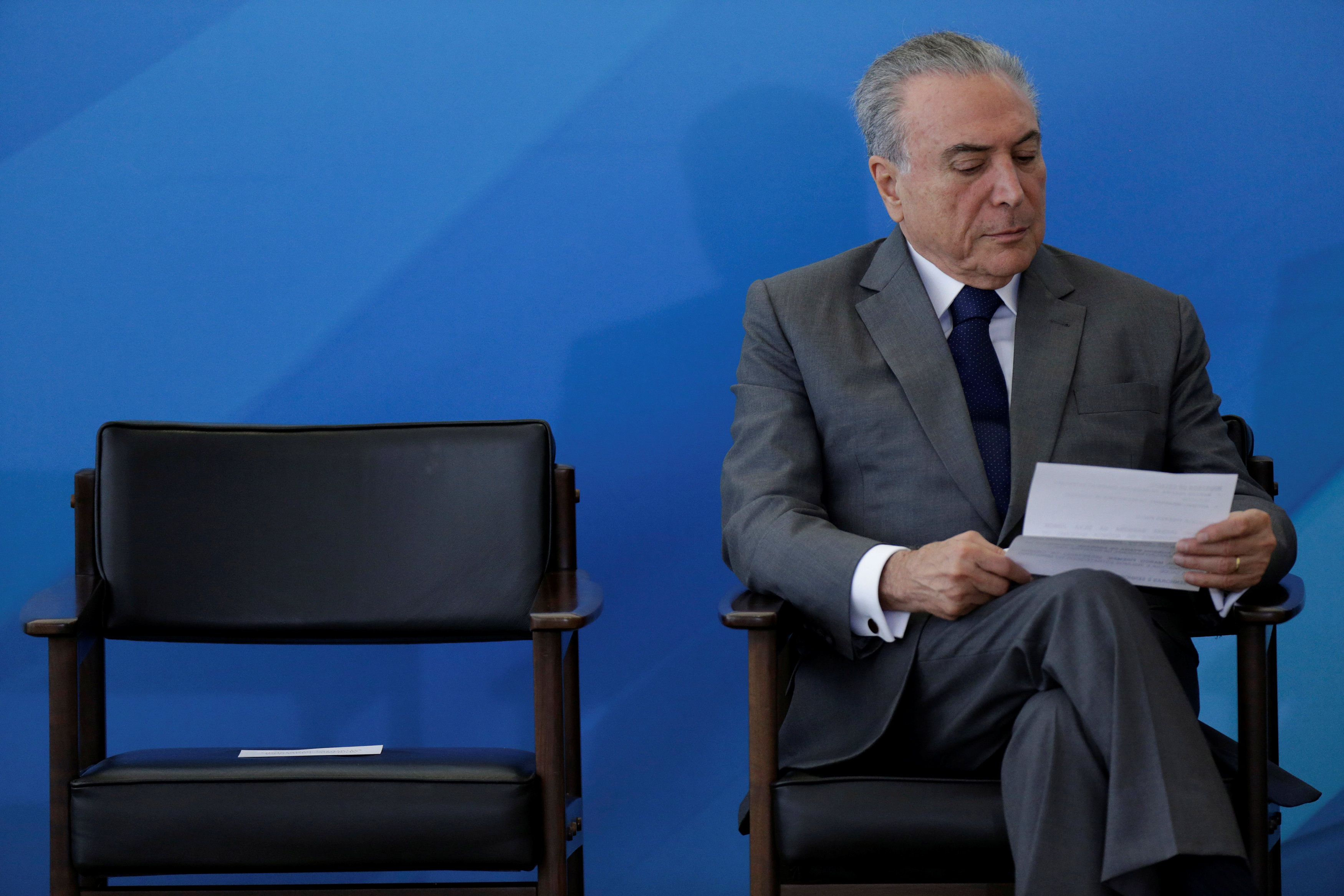 الرئيس البرازيلى ميشال تامر خلال مراسم اقيمت فى قصر بلانالتو فى برازيليا